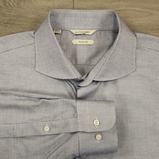 SuitSupply Dress Shirt Men's 17 3/4 Extra Slim Fit Blue Pin Dot Cutaway Collar