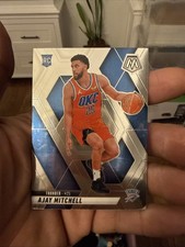 Rookie Card NBA 2024 Panini Mosaic # 204 Ajay Mitchell White Silver Blue Card