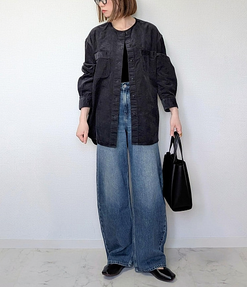 Uniqlo Women Corduroy Collarless Oversized Long Shirt Jacket Uniqlo Women Corduroy Collarless Oversized Long Shirt Jacket