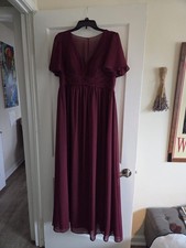 Azazie Verna Cabernet Chiffon Maxi Bridesmaid Dress - Size A12
