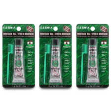 Clubman Mustache Wax Brown 0.5oz x3 Pack with Brush & Comb Strong Hold