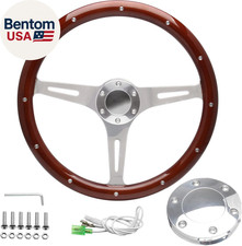 15 Classic Wood Grain Steering Wheel Riveted Light Wood Grip Universal Automoti