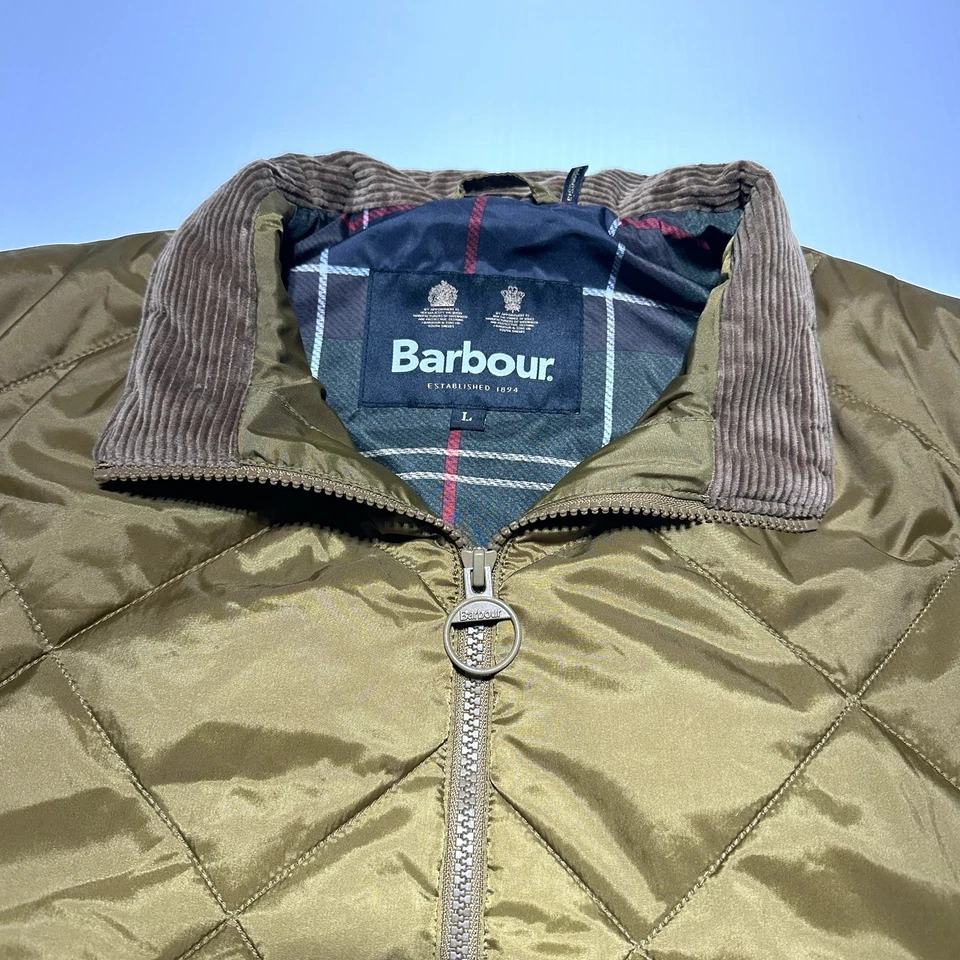 Barbour Finn Quilted Gilet Vest Mens Size L Large Full Zip Corduroy Collar - Image 2 of 4