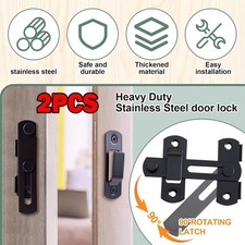 Heavy Duty Barn Door Lock 180 Flip Sliding Latch Lock Stainless Steel Matte Bla