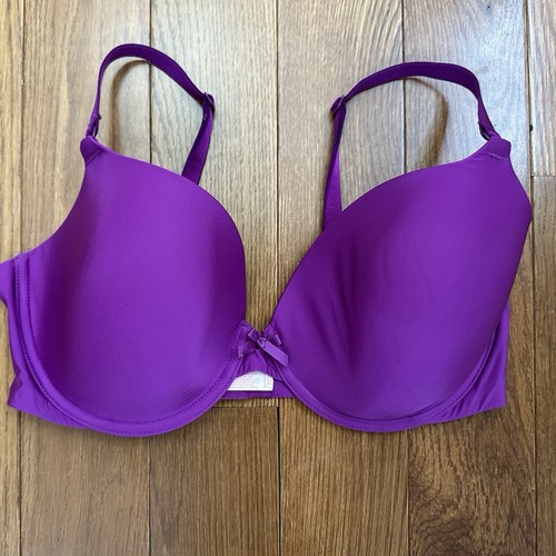 Victoria Secret Lined Bra 36D Demi Buster Purple Underwire - Picture 3 of 6