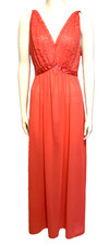 Vintage Pink Vanity Fair Nightgown Long Nylon/Lace/Ribbons 36 Beautiful 96"Sweep