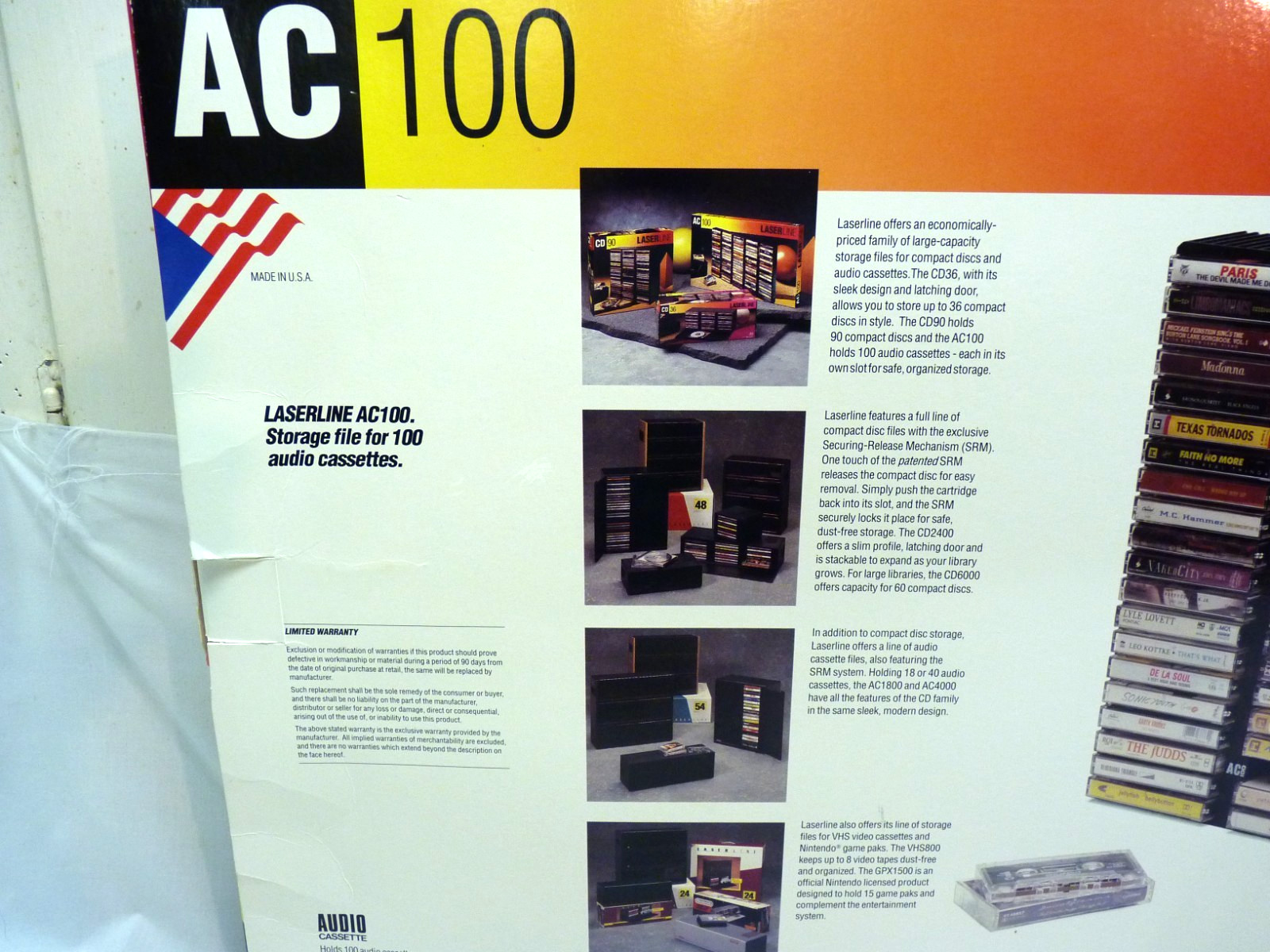 LASERLINE AC100 Audio Cassette Storage Rack NEW NEVER USED IN BOX Fast Shipping