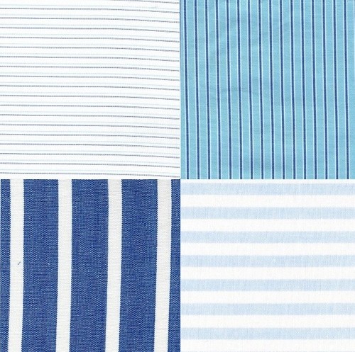 100% Cotton Fabric 20 Different 6.5 inch Charm Squares Blue & White Stripes - Picture 2 of 6