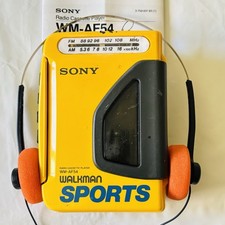🔥 Sony Walkman WM-AF54 Sports Yellow Cassette Player - New Belts - Serviced