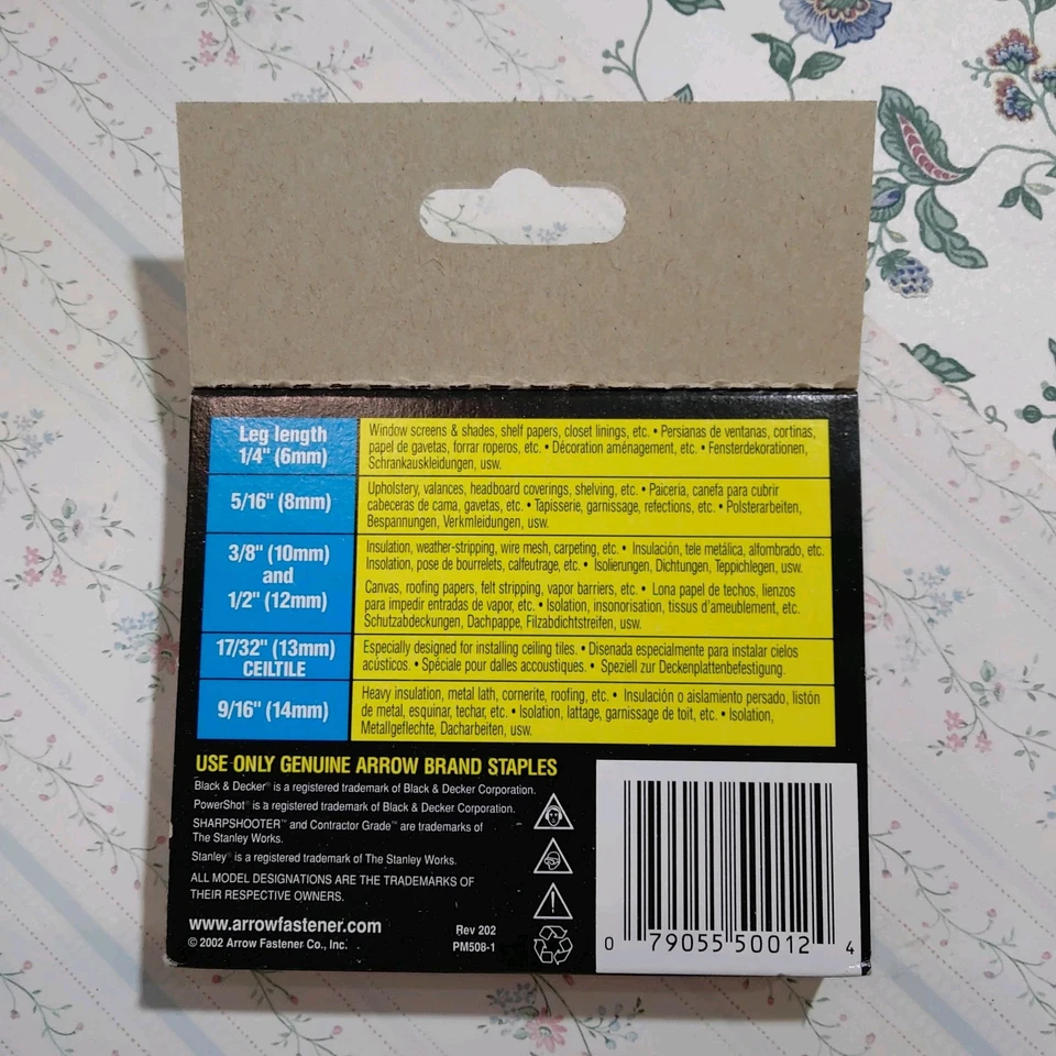 Arrow 1250 T50 Staples 1/2" 12mm #508 Made In Usa Originale Graffette - Imagen 2 de 4