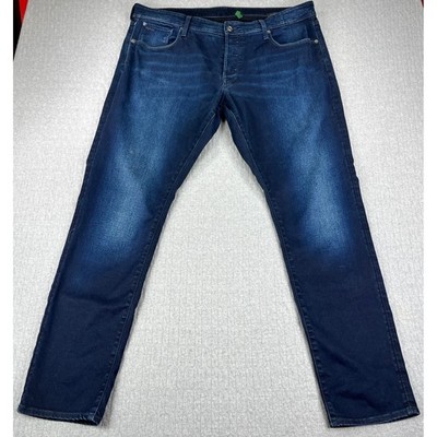 G-Star Raw 3301 Straight Tapered Jeans Men 40x34 (33 Inseam Blue Dark Wash Denim