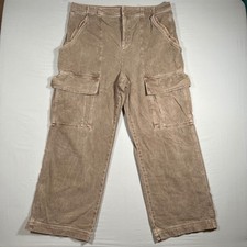We The Free Free People Brown Cargo Carpenter Pants Wide Leg Women 33 Outdoor