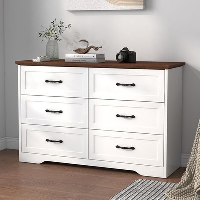 6 Drawers Dresser for Bedroom Farmhouse Modern Wooden Dresser,Storage Organizer
