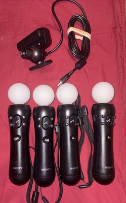 Sony playstation ps3 move motion controller Lot Of 4 And One Camera*TESTED