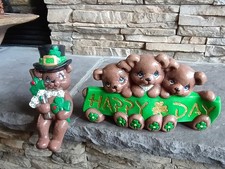 St Patricks Day HANDMADE Ceramic Set Teddy Be...