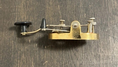 Vtg Brass Base Morse Code Ham Radio Telegraph Straight Key Tapper Japan - Zdjęcie 3 z 5