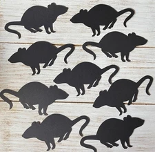30 Black Paper Rat Rats Cutouts Halloween Scary Fall decorations Table scatter