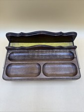 Vintage Mid Century Walnut Wood Valet Butler Dresser Tray; Japan 6.25x10x3”