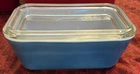 Vintage Pyrex Blue Refrigerator Dish 502-B w/Ribbed Glass LID