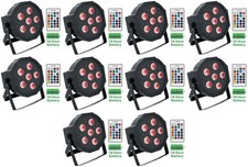  10 Rockville BATTERY PAR 61 Rechargeable RGBWA UV DMX DJ Wash Lights Remotes