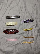 Vintage Plastic Hair Comb Lot 60s 70s 80s 90s Ornate Floral Metal Pearl Side