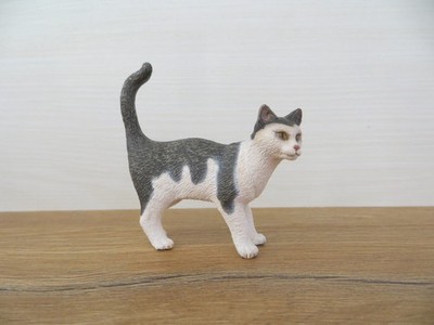 Schleich Katze grau weiß stehend * 13638 * Bauernhof * Farm LIfe Haustier 2008