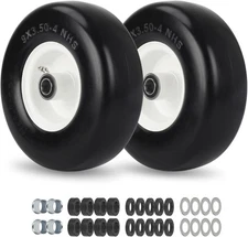 9x3.50-4 Flat Free Lawn Mower Tire (Smooth Tread ), Gray 