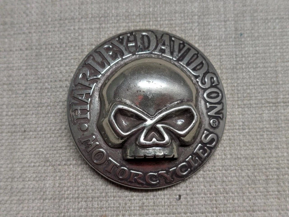 Hebilla de cinturón vintage WILLIE G HARLEY DAVIDSON metal cromado calavera motocicleta Y2K Foto 2 de 4