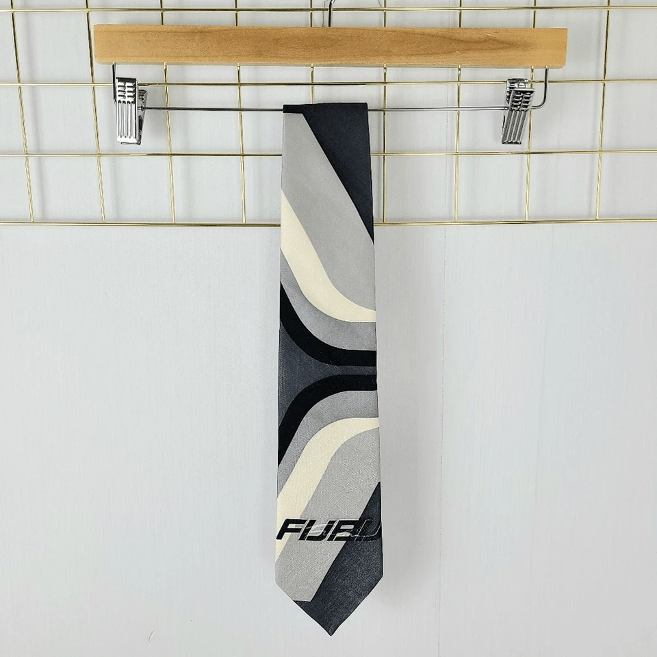 Corbata para hombre de colección FUBU años 90 Y2K vintage remolino mezcla de seda deletreada - leer Foto 2 de 4