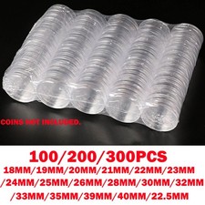 Clear Round Coin Capsules Coin Holder All Size From 18mm To 40mm Boxes Cases HOT