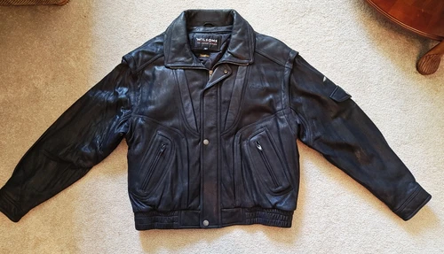 Vintage Wilsons Mens Black Leather Biker Jacket XL