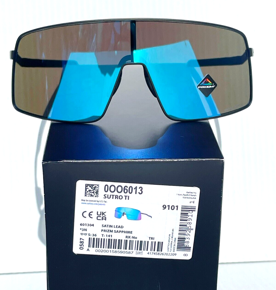 NEW Oakley SUTRO TI Satin Lead Silver PRIZM Sapphire Blue lens
