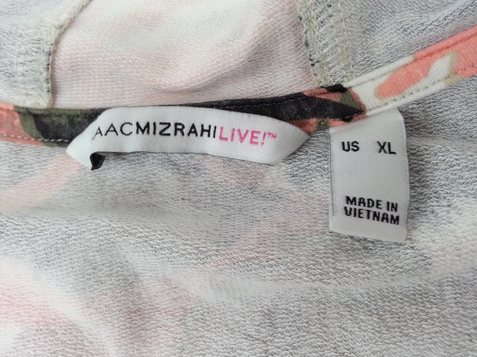 Isaac Mizrahi Mujer Talla XL Manga Larga Sudadera con Capucha Cremallera Melocotón, Verde Abstracto Foto 3 de 4