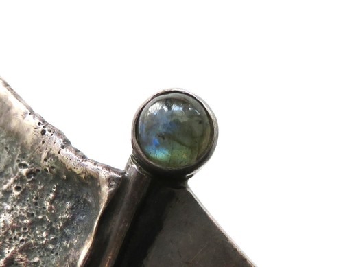 Modernist GEORG KRAMER 835 Silber Armreif/ Armspange mit Labradorit - Bild 4 von 10