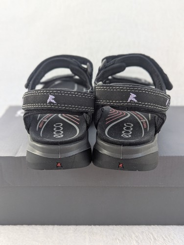 Size 6-6.5 Women's Ecco Offroad Black Strappy Adjustable Sandals 822123 - Picture 5 of 8