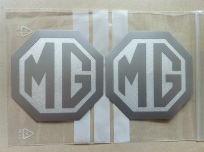 MG TF LE500 Aufkleber 70 mm Abzeichen Einsatz 2er Set vorne hinten Logo silber auf Glitzer