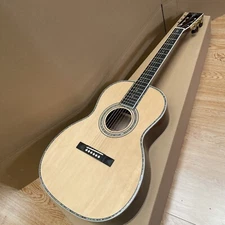 39 Inch OOO Type Solid Spruce Acoustic Guitar Abalone Inlays Ebony Fingerboard