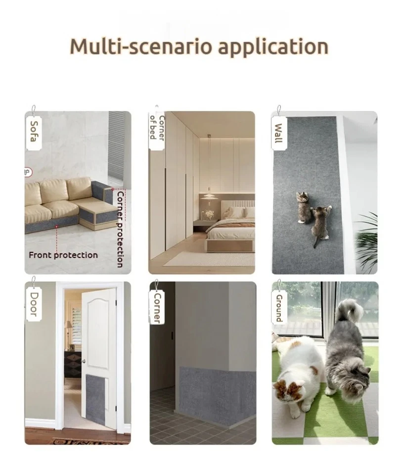 Cat Scratching Mat | Self-Adhesive Carpet Pad for Sofa & Wall Protection - Image 3 of 4