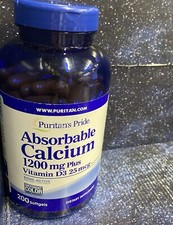 Puritan's Pride Absorbable Calcium 200 Softgels Exp 01/27 - Free Shipping.