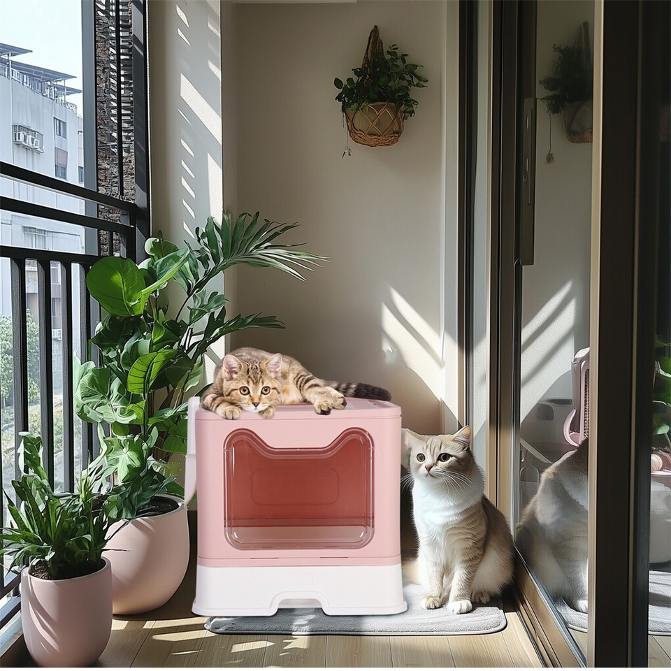 XXL Foldable Cat Litter Tray Box Top Entry Cats Toilet Drawer Design