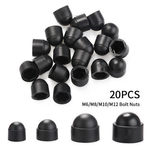 20/10pz Tappi Protezione Dado Bullone Cupola Bianco Nero Esagonale Plastica - Foto 9 di 11