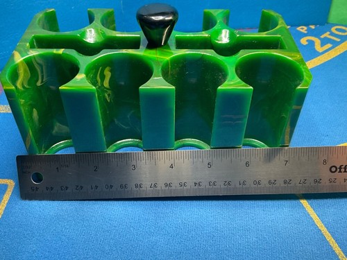 BEAUTIFULLY MARBLED GREEN WITH YELLOW -BAKELITE POKER CHIP HOLDER / RACK VIDEO - Picture 13 of 14