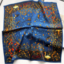 100 mulberry silk scarves, blue silk small square scarves