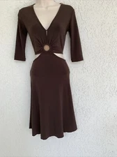Moda international Top Connected Key Hole With Skirt Brown Dress XXS