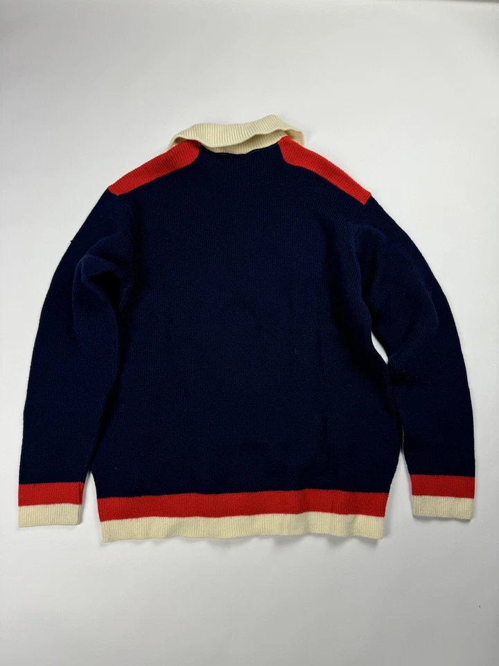 Suéter Pullover Vintage Sears Sports Center Lana 1/4 Cremallera Se Ajusta a Garra M/L De Colección Foto 2 de 4