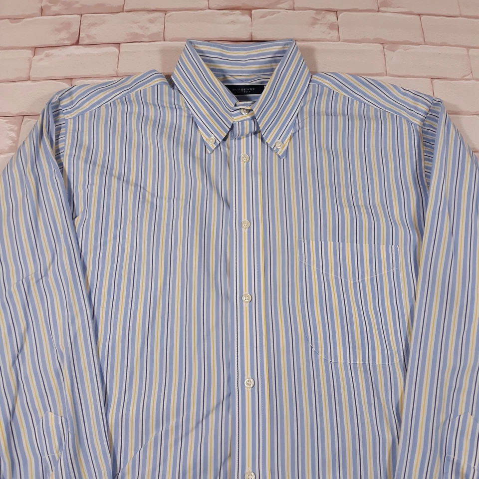 Camisa Burberry London Manga Larga Abotonada Talla 15.5 - 33 Azul Hecha en EE. UU. Foto 3 de 4