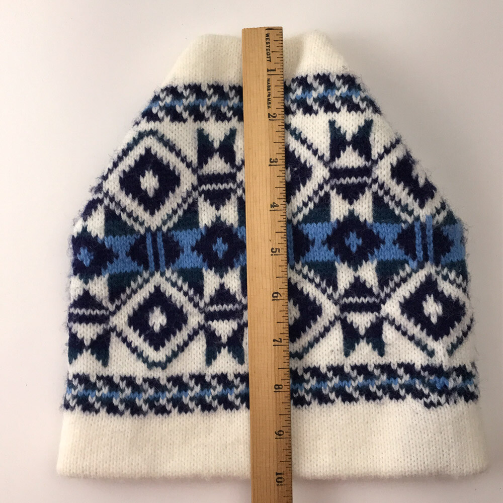 Retro Geometric Pattern Winter Ski Hat White Blue… - image 5