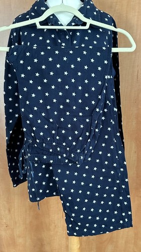 Esprit Blue/Cream Star Pyjamas 100% Cotton Size 12/14 Lovely pair of navy blue p - Picture 10 of 14