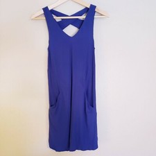 Mango Women's Navy Viscose Cross Back Dress with Pockets - size 2