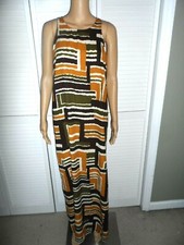 SALE Pretty Lush size M brown olive green print sleeveless maxi dress women NWOT